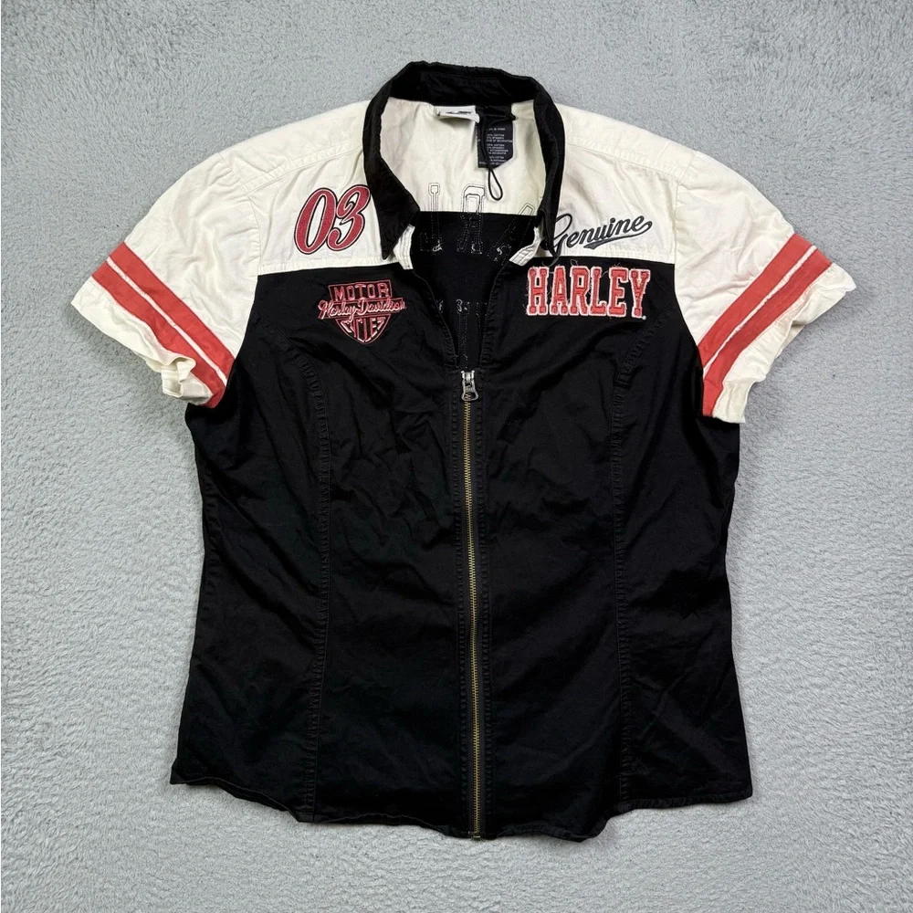Harley Davidson Women's Zip-Up Blouse motorcycle biker Shirt‎ - Picture 2 of 4